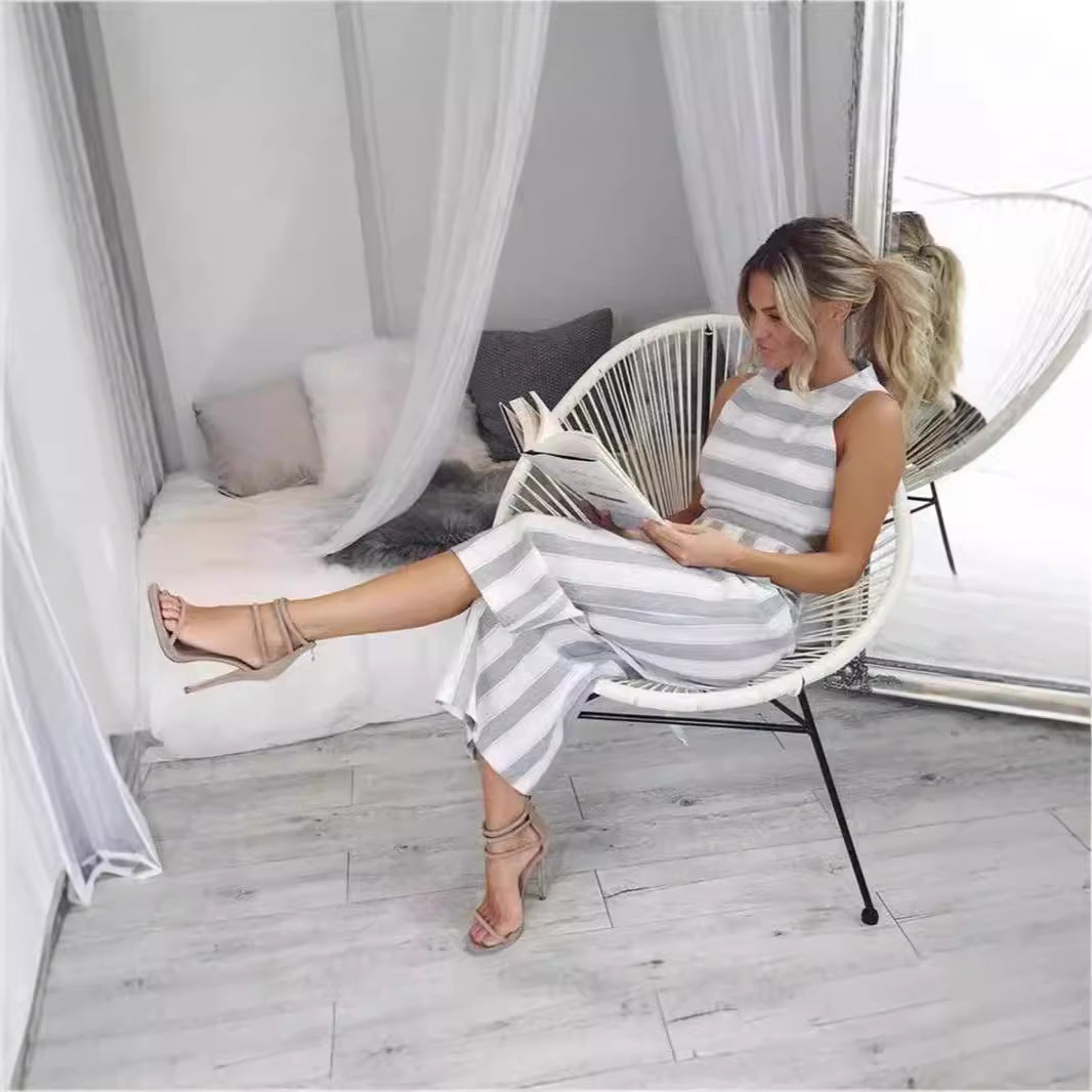 Women's Jumpsuit with Elegant Stripes and Fitted Cut