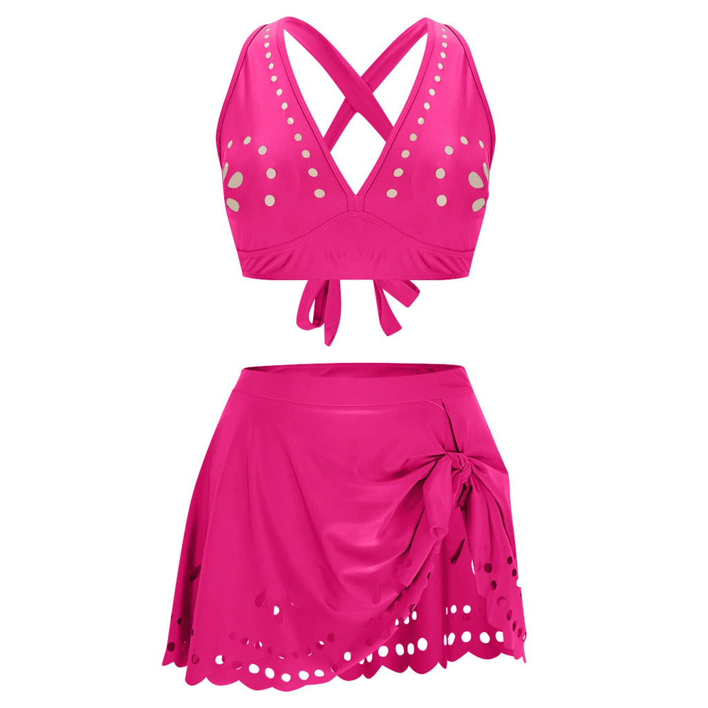 Women's Swim Set with Skirt and Criss-Cross Straps