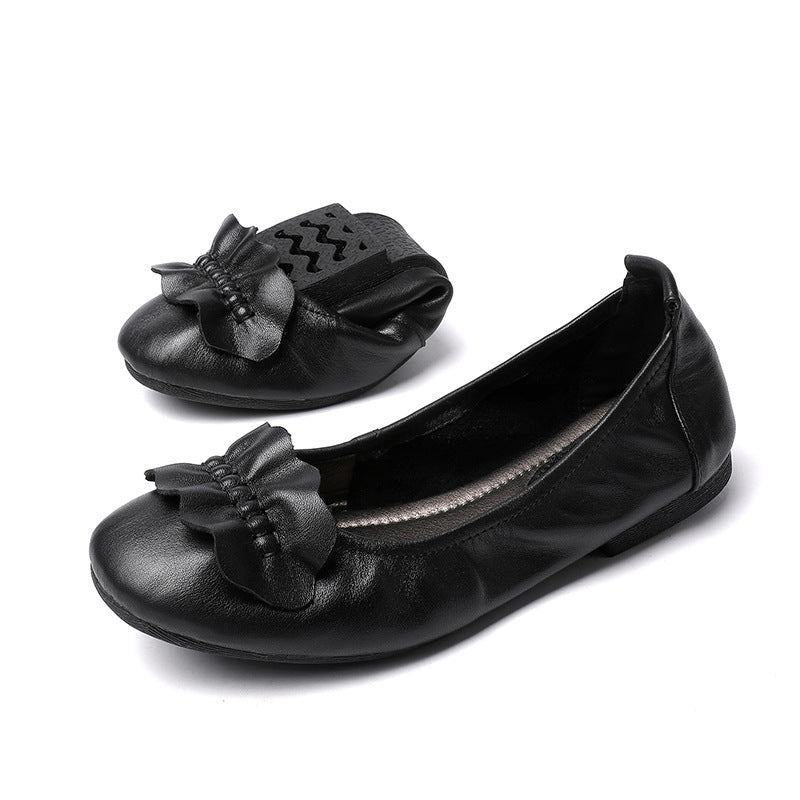 Women's Ballet Flats with Decorative Bow Accent and Non-Slip Sole
