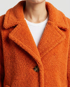 Women's Elegant Teddy Coat with Two Pockets and Sporty Stripes