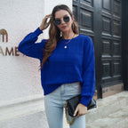 Women's Chic Knit Sweater with Textured Wave Pattern