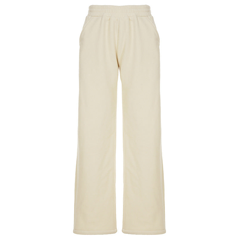 Women's Fluffy Joggers with Elastic Waist and Side Pockets