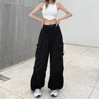 Women's Cargo Pants with Practical Side Pockets and Elastic Waistband