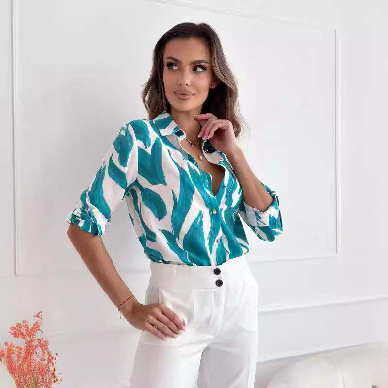 Women's Blouse with Floral Accents and Casual Cut