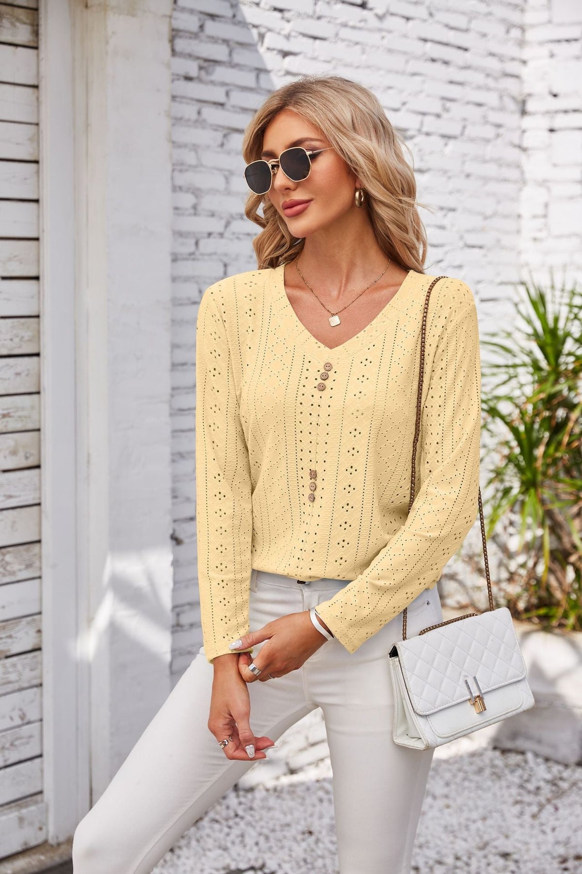 Women's Airy Blouse with Button Details