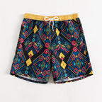 Women's Swim Trunks with Elastic Waist and Geometric Pattern