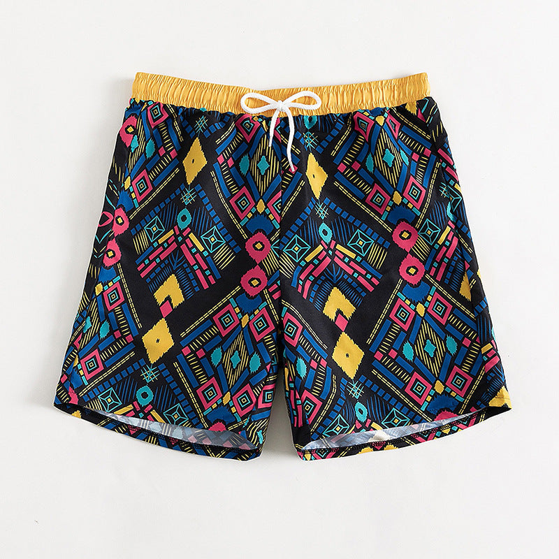 Women's Swim Trunks with Elastic Waist and Geometric Pattern