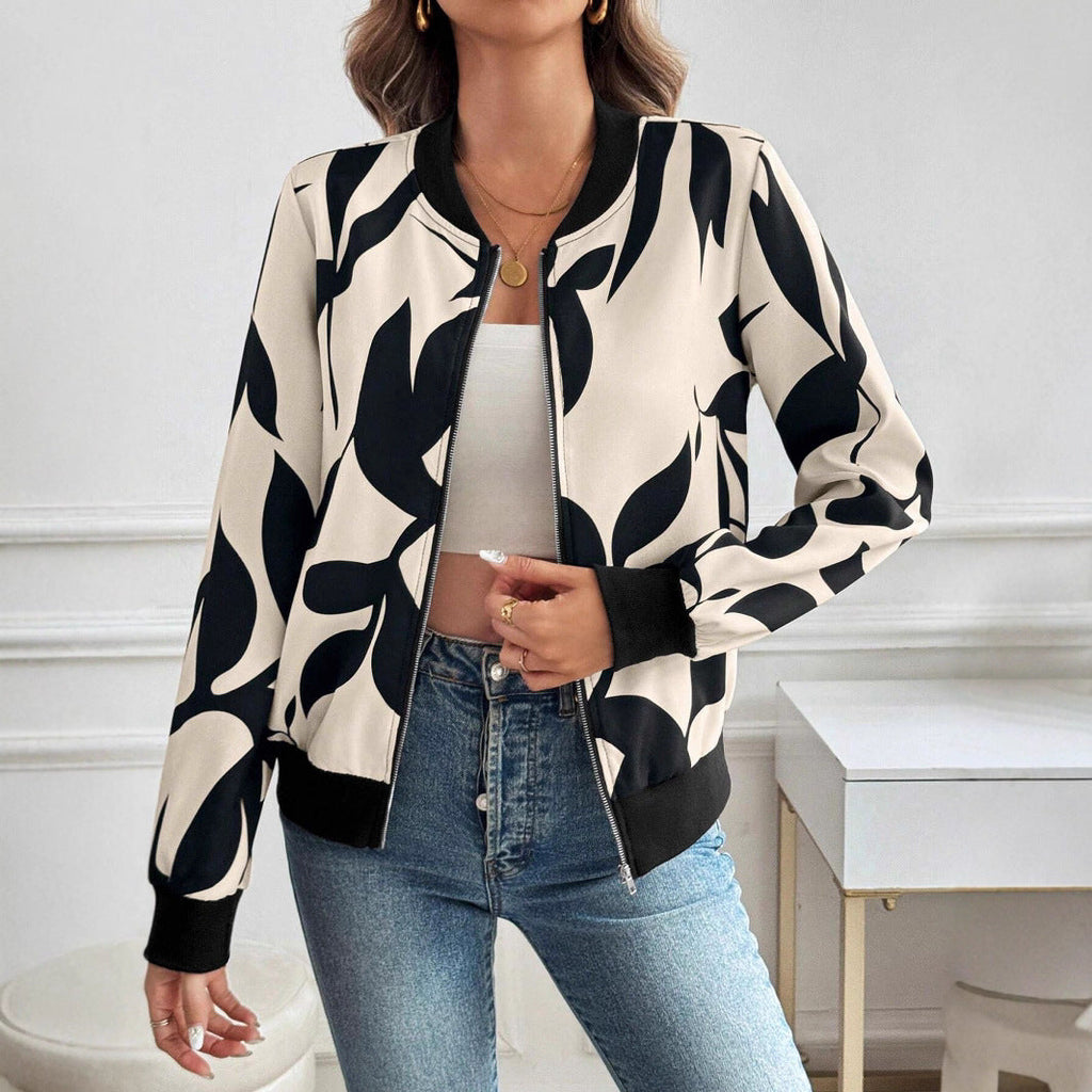 Women's Bomber Jacket with Floral Print