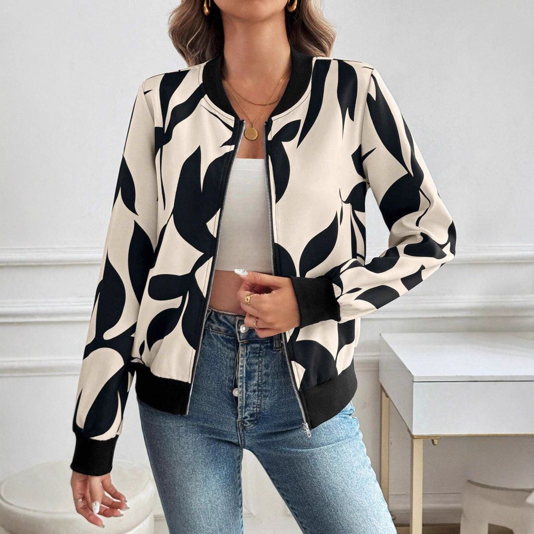 Women's Bomber Jacket with Floral Print