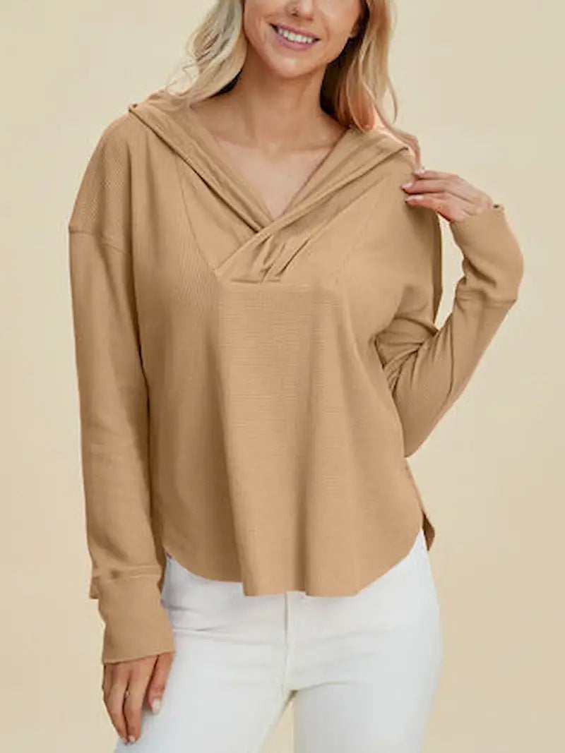 Women's Casual Hoodie with Unique Neckline