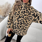 Women's Fleece Pullover with Leopard Print
