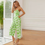 Women's Floral Wide-Leg Jumpsuit with Spaghetti Straps