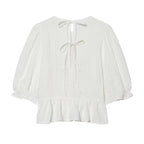 Women's Blouse with Ruffles and Balloon Sleeves