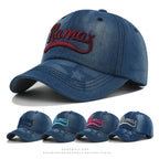 Men's Distressed Denim Embroidered Baseball Cap