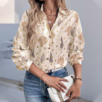 Women's Blouse with Elegant Shell and Gold Accents