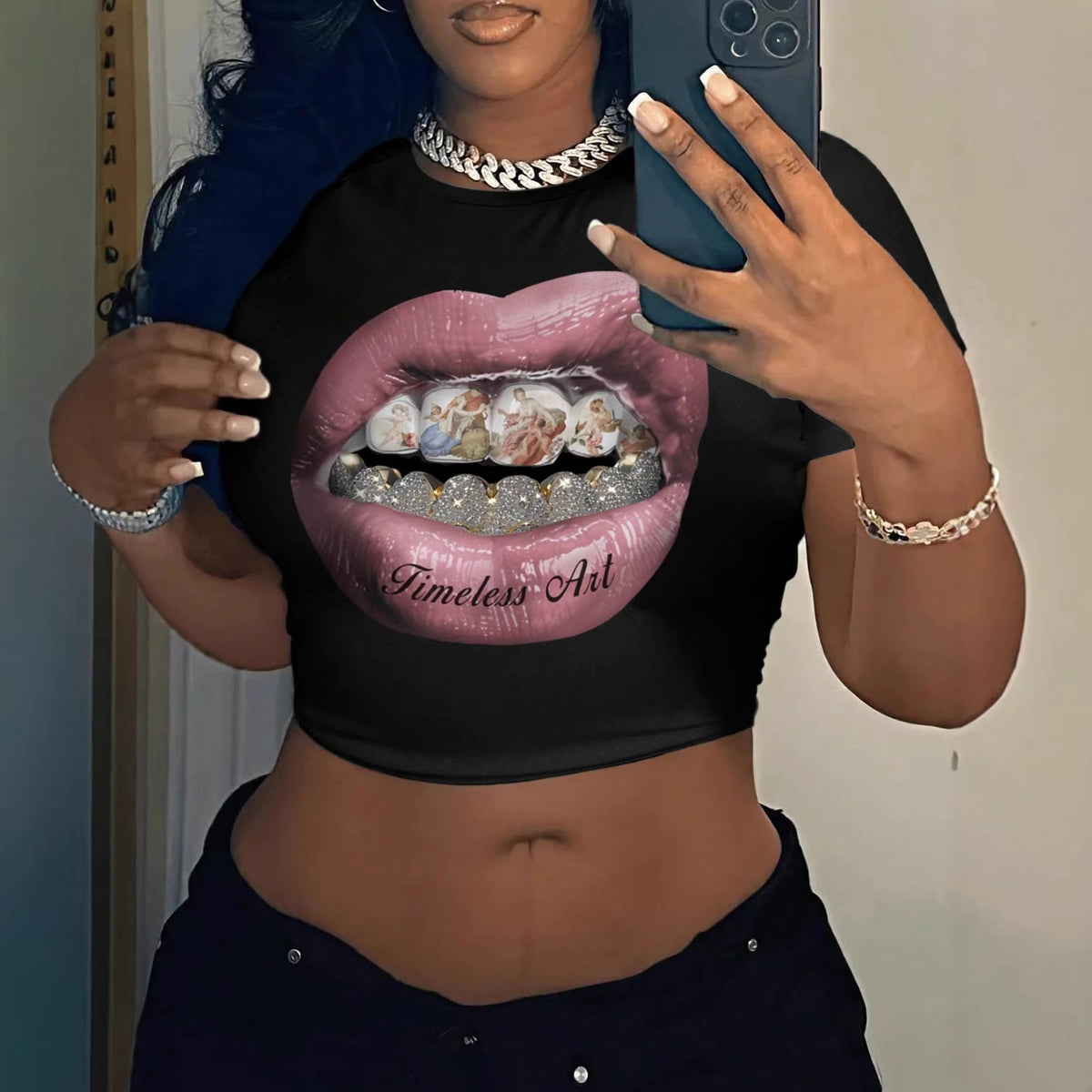 Women's Crop T-Shirt with Graphic Design