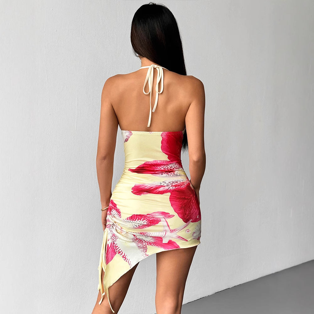 Women's Floral Swimsuit with Asymmetrical Cut