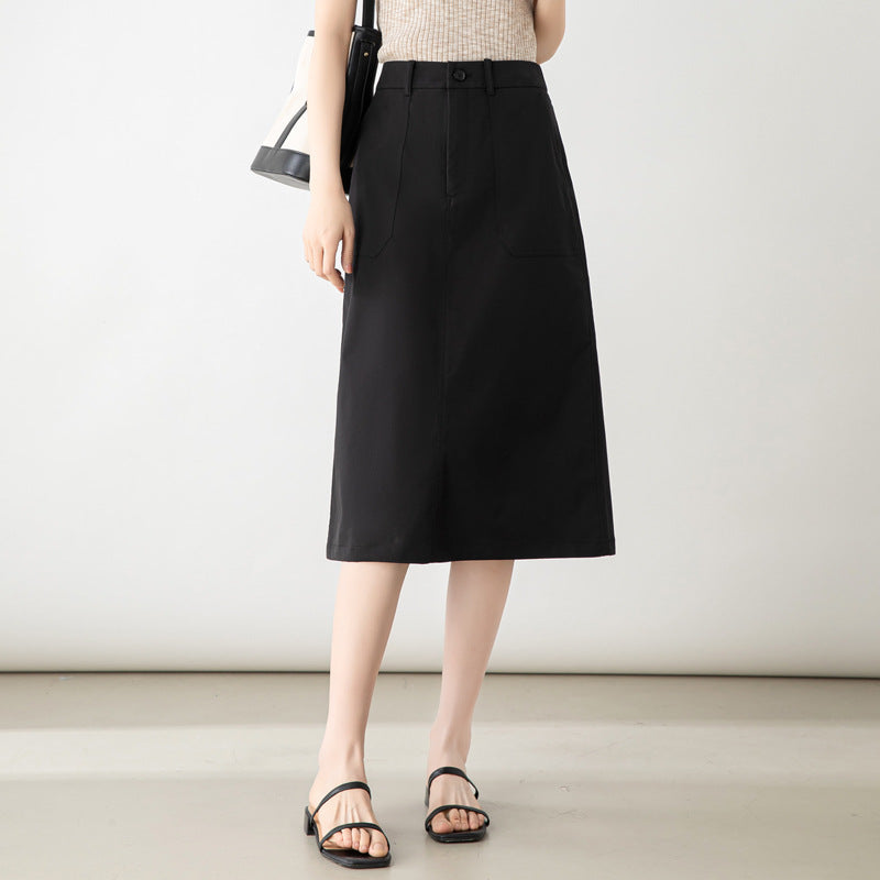 Women's Midi Skirt with Pockets and Belt