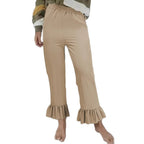 Women's Casual Trousers with Ruffle Hems
