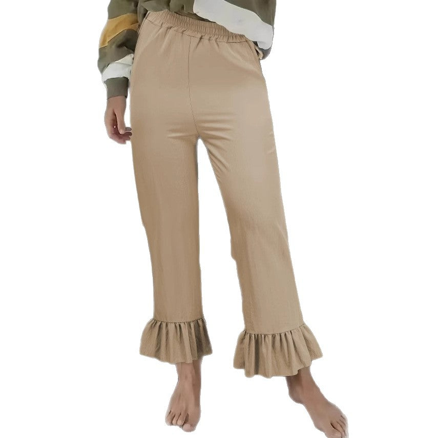 Women's Casual Trousers with Ruffle Hems