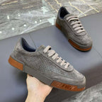 Women's Breathable Suede Casual Sneakers with Perforated Details