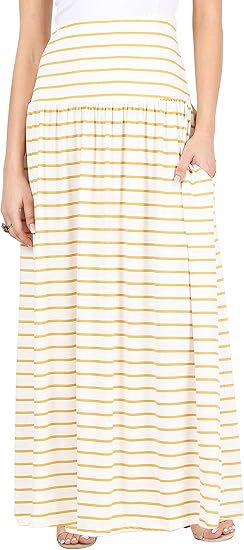 Women's Maxi Skirt with Elastic Waistband and Pockets