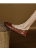 Women's Ballet Flats with Elegant Bow Accent in High-Quality Leather