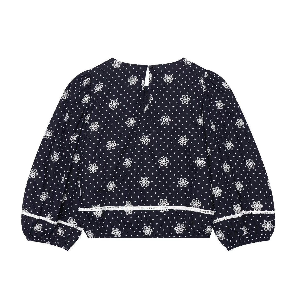 Women's Blouse with Lace and Ruffle Details