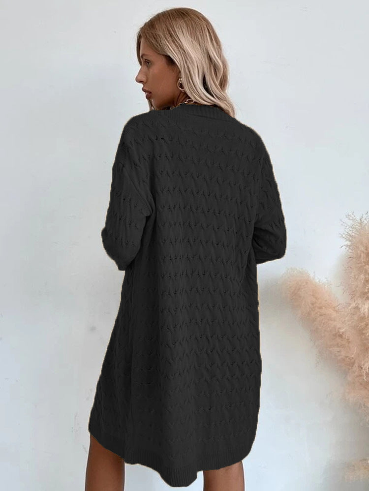 Women's Large Knit Coat with Textured Pattern and Casual Cut