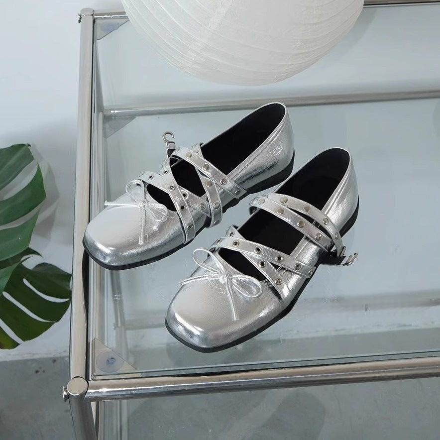 Women's Ballet Flats with Straps and Lacing