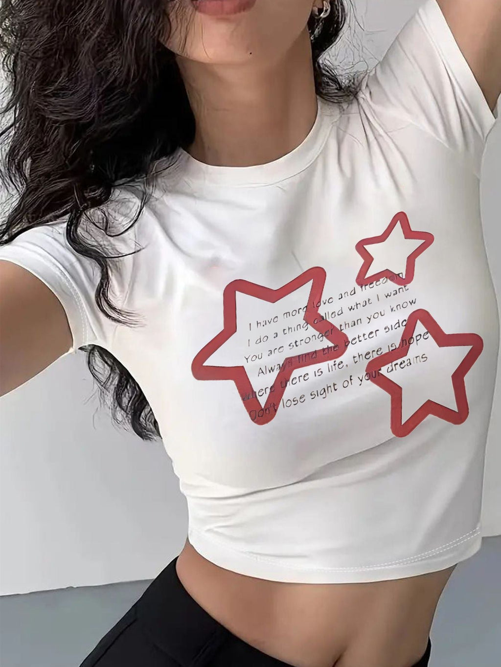 Women's Lips Print Crop T-Shirt