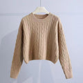 Women's Chunky Knit Sweater with Textured Pattern and Relaxed Fit