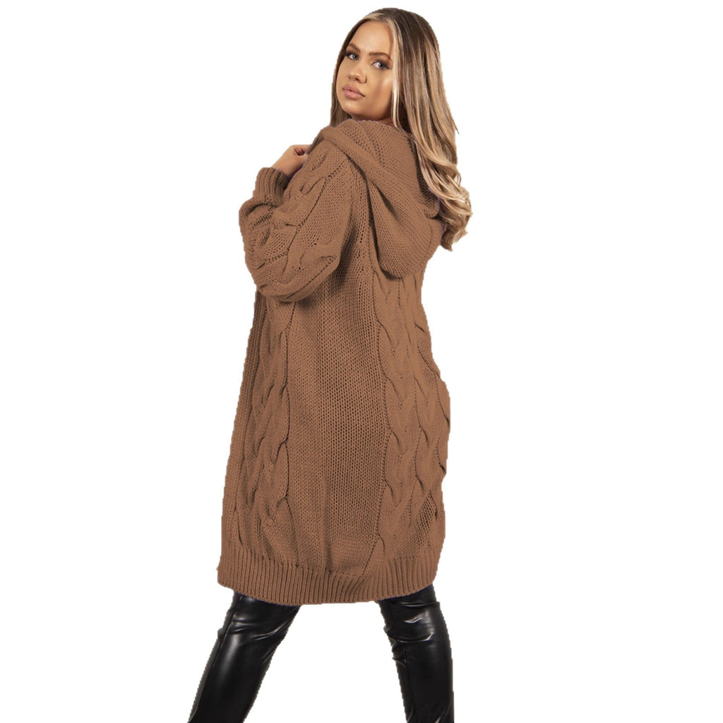 Women's Chunky Knit Coat with Hood