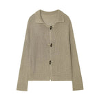 Women's Knit Cardigan with Elegant Buttons and Textured Finish
