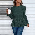 Women's Blouse with Ruffle Details and Smocked Waist