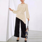 Women's Elegant Long-Sleeve Wrap Blouse