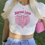 Women's Crop T-Shirt with Nostalgic Print