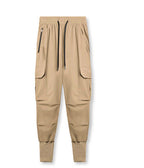 Women's Cargo Pants with Zipper Pockets and Elastic Waistband