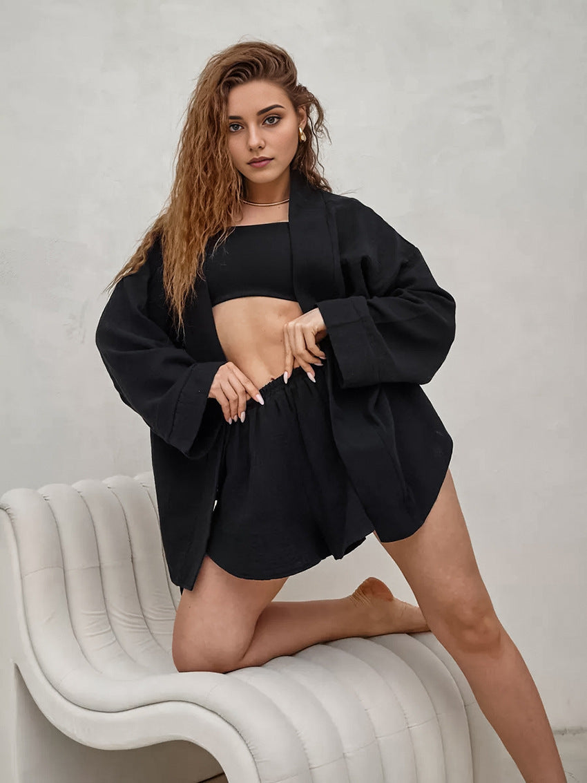 Women's Casual Lightweight Lounge Set with Oversized Collar