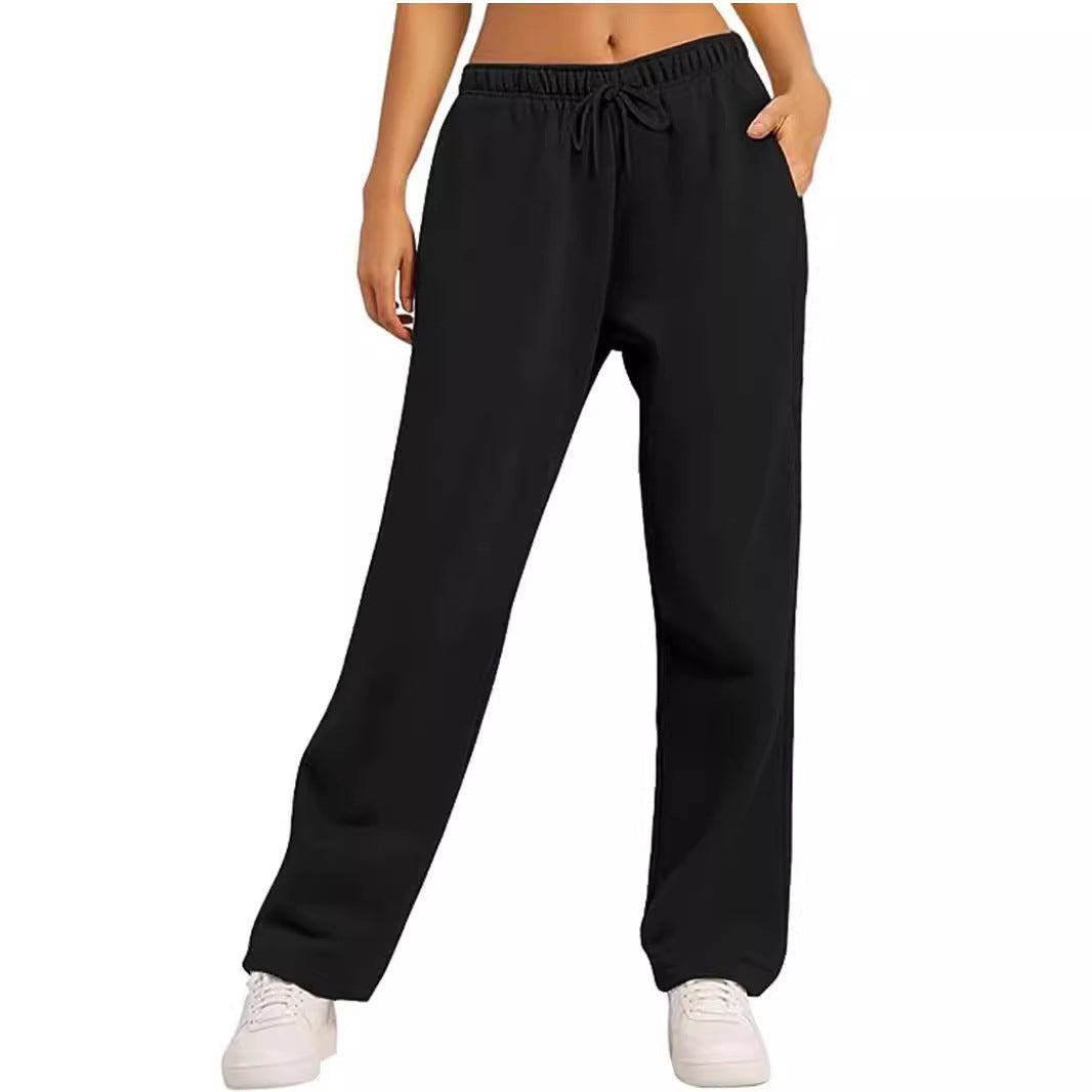 Women's Comfortable Athletic Pants with Elastic Waistband and Side Pockets