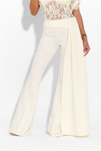 Women's Elegant Flared Pants with Side Draping