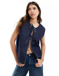 Denim Vest with Innovative Lace-Up Closure