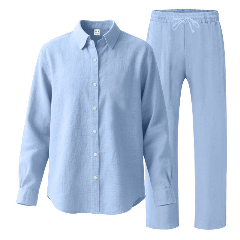 Women's Comfortable Lounge Set with Oversized Shirt and Elastic Drawstring Trousers