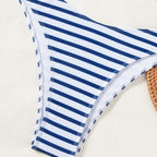 Women's Bandeau Bikini with Striped Pattern and Ring Detail