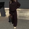 Women's Loungewear Combination with Loose Polo Shirt and Wide Pants