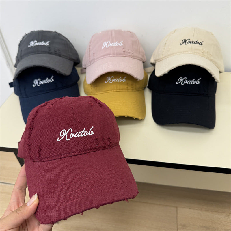 Men's Distressed Cotton Baseball Cap