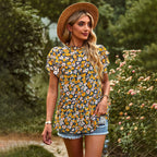 Women's Blouse with Ruffle Sleeves and Pattern