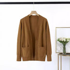 Women's Cozy Knit Cardigan with Pockets and Open Cut