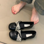 Women's Ballet Flats with Floral Strap Design and Comfortable Footbed