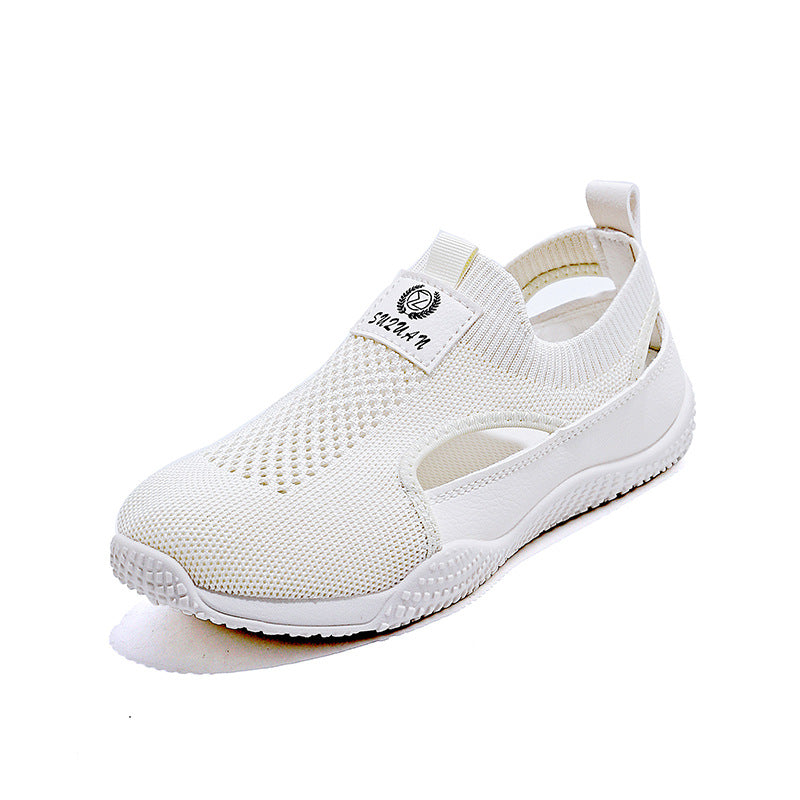 Women's Breathable Sports Sneakers with Elastic Knit Design and Non-Slip Sole